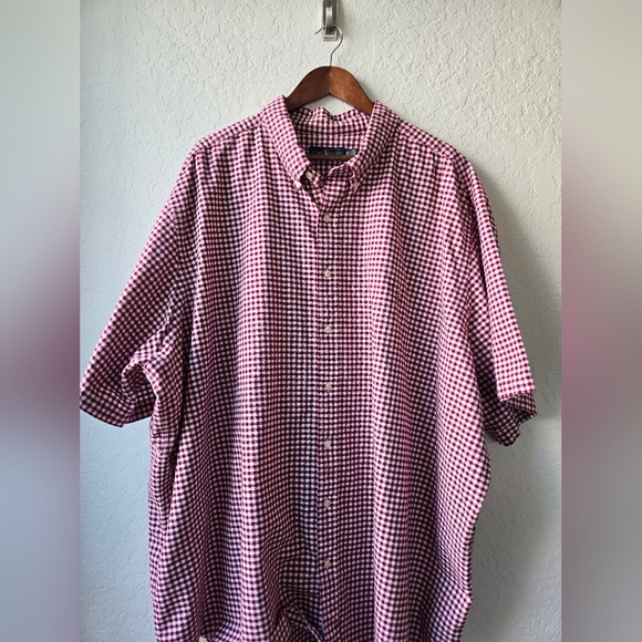 Ralph Lauren Men’s Red Checkered Short Sleeve Button Down Size 4XB - Picture 3 of 12